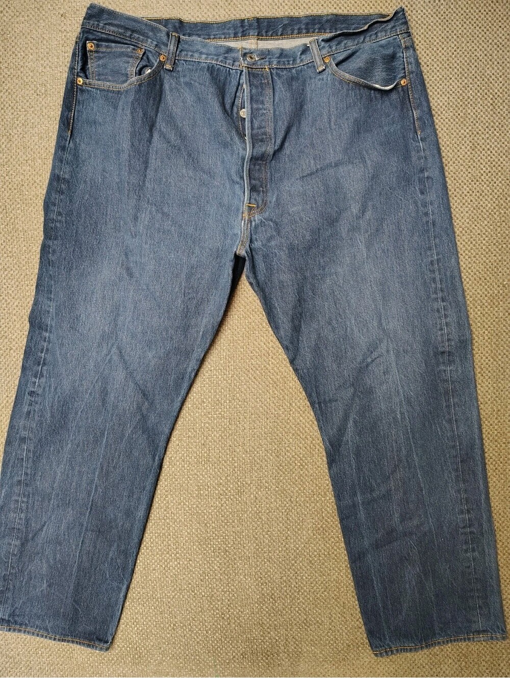 Levis 501 Original Button Fly Jeans Mens 46x32 Blue Denim Big & Tall 46W 32L Fit